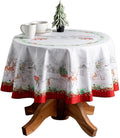 Maison d' Hermine Table Cloth Round Table 100% Cotton 69 Inches Fall Tablecloth Reusable Everyday Use for Thanksgiving Christmas Decorations Dining Farmhouse Party (Christmas Tradition)