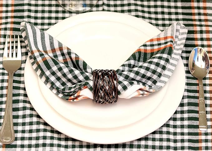 ALPHA Living HOME Napkin Rings Set 12 of Premium 100% Metal, Rust-Resistant Tabletop Décor - Napkin Holders for Family Dinner, Wedding, Party, Decorations, Banquet, Party, Easter - Bronze