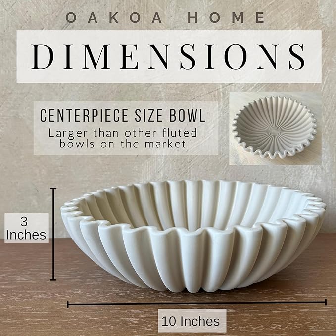 OAKOA Concrete Decorative Bowl - Organic Modern Home Decor Bowl - Decorative Objects - Cement Fruit Bowl - Modern Organic Home Decor
