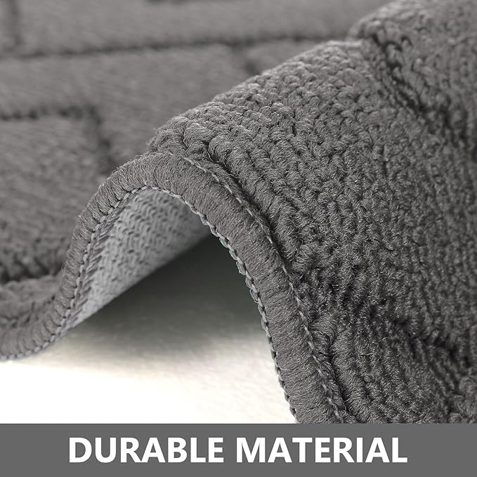 hicorfe Kitchen Rugs and Mats Sets,Non-Slip 2 Pieces Absorbent 100% Polypropylene Rug,Comfort Kitchen Runner Mat,Washable for Kitchen,Sink,Laundry(20" x 48" Plus 20" x 59",Grey)