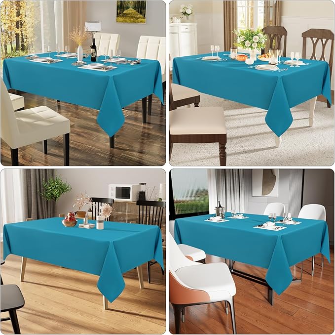 Smiry Rectangle Table Cloth, Waterproof Anti-Scratch Polyester Tablecloth, Decorative Washable Fabric Table Cover for Dining, Buffet, Parties and Outdoor, 54x108, Teal