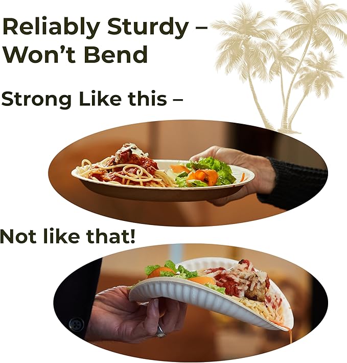 Indie Palm Disposable Palm Leaf Plates – 100 Pack 8 Inch Round – Heavy Duty, 100% Compostable & Biodegradable – Eco-Friendly Alternative to Plastic & Bamboo – Perfect for Parties & Events