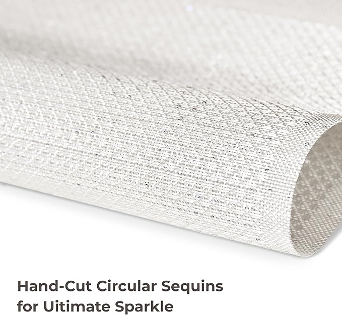 Leetaltree Luxury Crystal White Sequin Placemats Set of 12 - Waterproof Washable for Wedding, Anniversary, Daily Use - Sparkling Table Decor - Hand-Cut