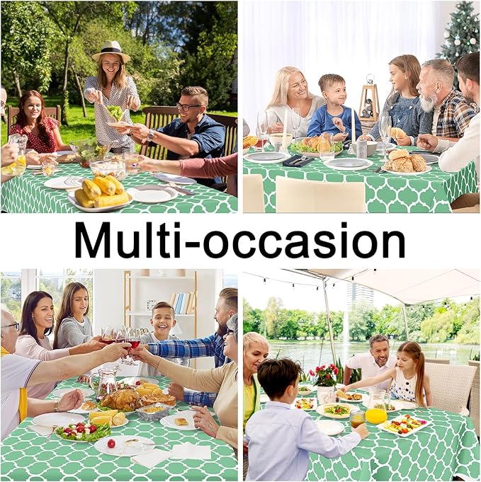 Smiry Rectangle Table Cloth, Waterproof Vinyl Tablecloth with Flannel Backing for Rectangle Tables, Wipeable Spillproof Plastic Tablecloths for Dining, Camping and Indoor (60"x84", Sage Green)