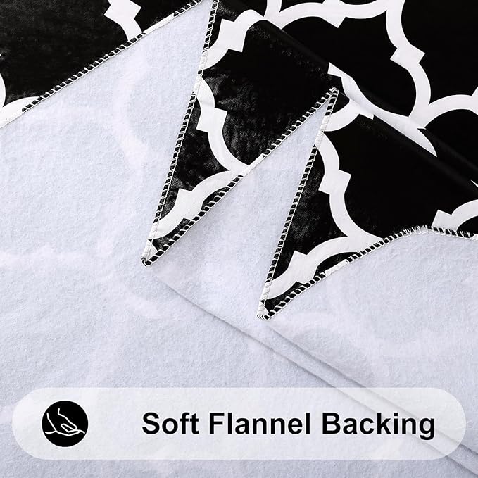 Smiry Rectangle Table Cloth, Waterproof Vinyl Tablecloth with Flannel Backing for Rectangle Tables, Wipeable Spillproof Plastic Tablecloths for Dining, Camping, Indoor and Outdoor (60"x102", Black)