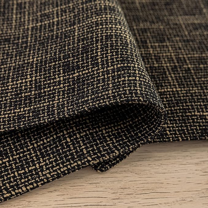 Placemats by Kevin Textile Set of 4 Heat Resistant Dining Table Place Mats Kitchen Table Mats, 13" x 19", Black Gold