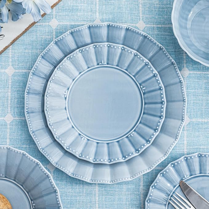 HOMBENE Blue Porcelain Fruit Bowls, 4.7 Inch Serving Bowls,Ice Cream Bowl, Kitchen Bowl Set, Microwave and Dishwasher Safe, Set of 6