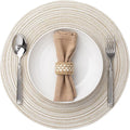 Round Placemats Set of 4 Woven Placemats Washable Braided Table Mats for Dining Table Heat Resistant Non-Slip Circle Place Mats(Cream)