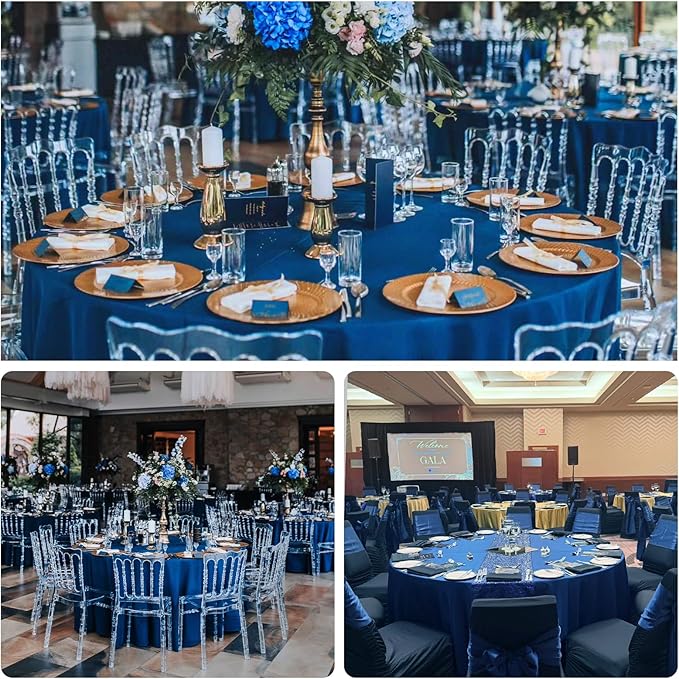 8 Pack Round Tablecloth 90 Inch Royal Blue Tablecloth for Round Tables, Washable Polyester Table Cloth Stain and Wrinkle Resistant Decorative Table Cover for Wedding Party Dining Banquet