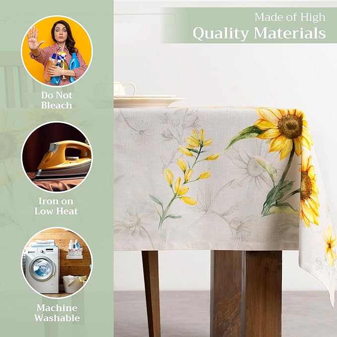 Maison d' Hermine Table Cloth Rectangle Table 100% Cotton 60 x 108 Inches Tablecloth Reusable Decorative for Dining Room Farmhouse Home Valentines Day Decorations Spring Summer - Candice