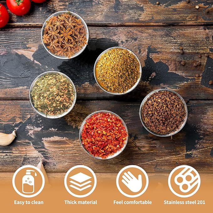 100 Pcs 2.5oz Metal Ramekins Stainless Steel Reusable Sauce Dipping Bowls Bulk Small Sauce Container Round Condiment Cups for Dish Butter Ketchup Kitchen Restaurant Serving BBQ Party Dinner