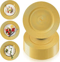 PROY 50 Pack 13" Gold Chargers for Dinner Plates, Round Plastic Chain Shaped Charger Plates,Decorative Gold Chargers for Table Setting, Wedding, Party, Event