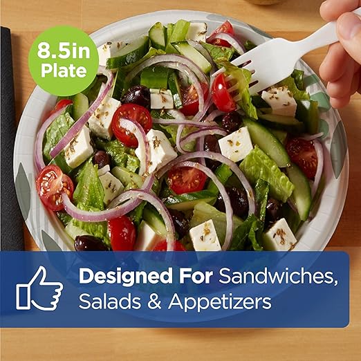 Dixie 8.5 Inch Medium-Weight Paper Plates By GP PRO, Pathways Design, 500 Count (125 Disposable Plates Per Pack, 4 Packs Per Case), UX9WS