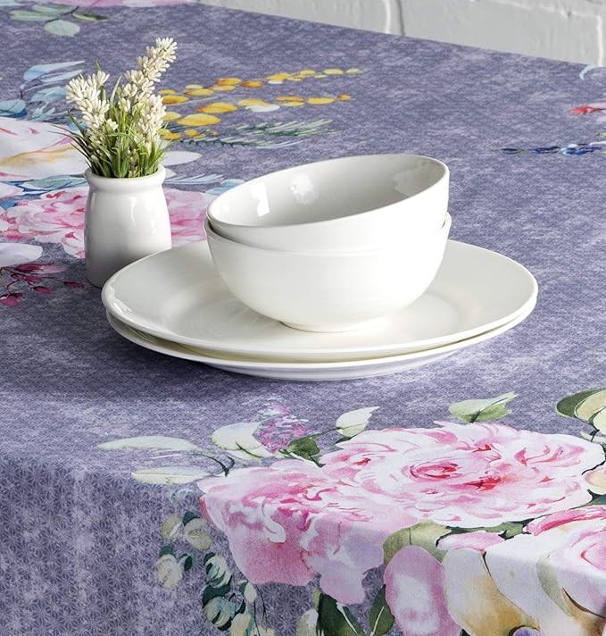 Maison d' Hermine Table Cloth Rectangle Table 100% Cotton 54 x 72 Inches Tablecloth Reusable Decorative for Dining Room Farmhouse Valentines Day Decorations Spring Summer - Sweet Rose Lavender - Lush