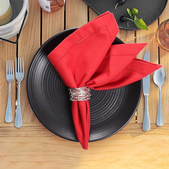 Silver Mesh Napkin Ring Set of 12 - Beautiful Elegant Decorative Napkin Holder for Christmas/Dinner Table Decoration/Farmhouse/Wedding/Party/Family Gathering/New Year & Everyday Use