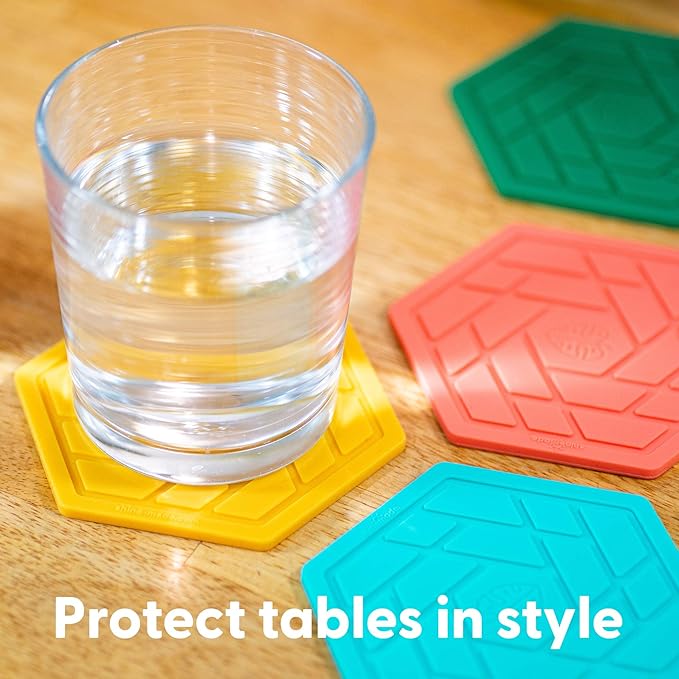 Silicone Drink Coasters Set of 4,Flexible & Heat-Resistant - Perfect for Home Decor & Table Protection(Red Coral)