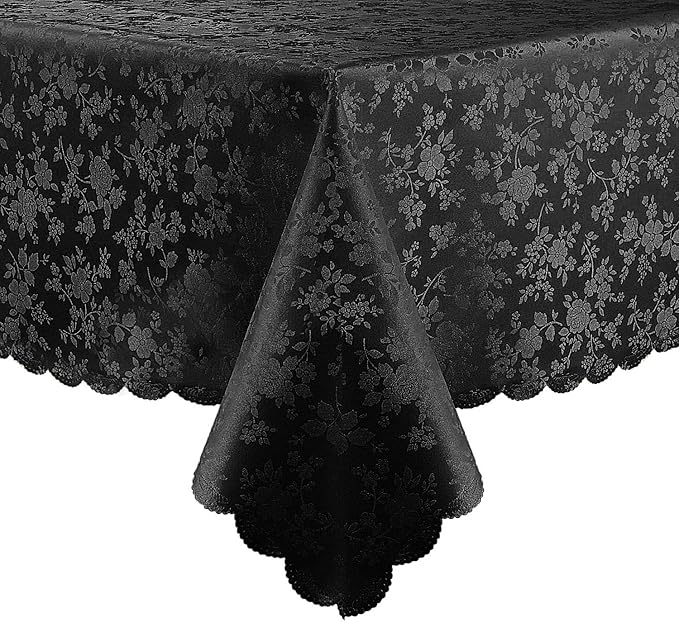 Smiry Square Table Cloth, Waterproof Heavy Duty Vinyl Tablecloths, Wipeable Washable Table Cover for Kitchen and Dining Room (Black, 54" X 54")