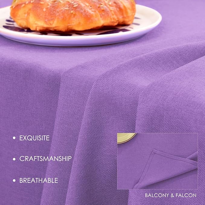 BALCONY & FALCON Table Cloth for 6 Foot Rectangle Tables – Waterproof, Wrinkle-Free Farmhouse Tablecloth for Dining, Kitchen, Wedding, Baby Shower & Spring Holiday Gatherings (Lavender, 55" x 95")