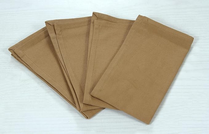 Accent Home 100% Cotton Napkins, Delicate Cloth Napkins for Dinners, Parties and Weddings，18 x 18 Inch Set of 6 - Brown