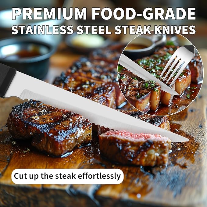 53PCS Silverware Set for 8 with Flatware Drawer Organizer, Stainless Steel Cutlery Set with Steak Knives, Include Spoons and Forks Set & Serving Utens, Dishwasher Safe, Heavy Duty, Silver