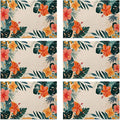 Placemats Set of 6 Tropical Floral Orange Flowers Place Mats Washable Kitchen Dining Linen Table Mats Stain Heat, for Home Party Indoor 12x18 in