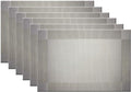 Placemats Washable Easy to Clean Woven Vinyl Placemats for Kitchen Table Heat-resistand Table placemats Mats 12x18 inches Set of 6 (Grey)