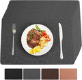 Vinyl Placemats Set of 12 Heat Resistant Easy Clean Non-Slip Place Mats for Dining Table Faux Leather Waterproof Stain Resistant Wipeable Washable PVC Table Mats(12, Gray)