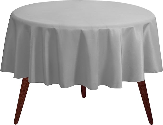 Gee Di Moda Round Tablecloth - 120 Inch Silver Round Table Cloth for 60 to 96 Inch Round Tables - Heavy Duty Washable Fabric - for Buffet Table, Holiday Party, Dinner, Wedding & Baby Shower