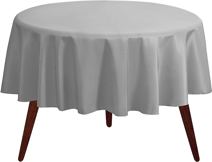 Gee Di Moda Round Tablecloth - 90 Inch Silver Round Table Cloth for 30 to 60 Inch Round Tables - Heavy Duty Washable Fabric - for Buffet Table, Holiday Party, Dinner, Wedding & Baby Shower