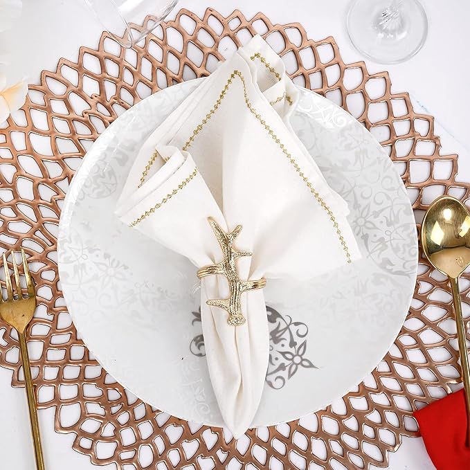 Modern Metal Napkin Rings Set of 12 - Napkin Rings Holder for Dinning Table Parties Dining Table, Weddings, and Special Events - Elegant Table Décor for Home & Restaurants (Gold) - CLEENTABLE