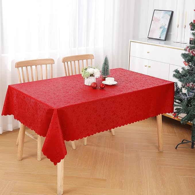 Smiry Rectangle Table Cloth, Waterproof Heavy Duty Vinyl Tablecloths, Wipeable Washable Table Cover for Kitchen and Dining Room (Red, 60" X 84")