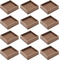 2X2 Rubber Caster Cups, Non Slip Furniture Pads, Anti-Slip Gripper, Anti Skid Furniture Feet, Anti Slide Floor Protector for Bed Couch Table Chair Stoppers - 12 Pack, Brown