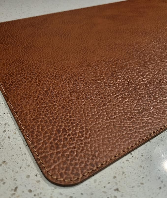 Nikalaz Set of 4 Small Placemats and 4 Coasters Made of Recycled Leather (15.75''x11.81'', Dirty Brown)