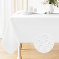 Smiry Square Table Cloth Linen Textured, Waterproof Spillproof Anti-Wrinkle Burlap Tablecloth, Washable Decorative Fabric Table Cover for Dining, Party, Banquet, 54 x 54 Inch, White