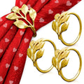 Valentine Gold Napkin Rings Set of 12 - Gold Leaf Napkin Rings Set | Elegant Design Napkin Ring Holders for Valentine Table Decorations, Festive Dinners & Special Occasions, Kitchen Gifts for Hosts