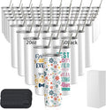 50 Pack Sublimation Tumblers Blank 20 oz Straight Skinny Tumbler with Metal Straws Rubber Bottom Individually Boxed Sublimation Cups Wholesale Blank White for Heat Transfer