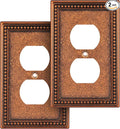 Henne Bery Raised Pearls Decorative Wall Plate Switch Plate Outlet Cover (Single Duplex 2PK, Sponged Copper)