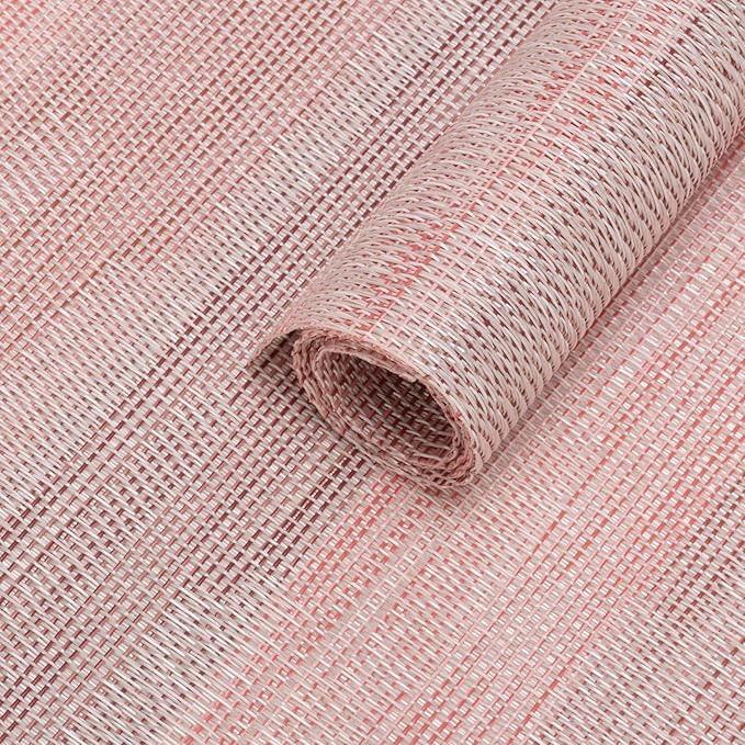 Winknowl Placemats Set of 6, Heat Resistant Stain Resistant Woven Vinyl Insulation Place mats, Durable Washable Elegant Table Mats for Kitchen Dining Table Decor (Misty Rose)