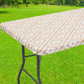 Smiry Rectangle Table Cloth Cover, Waterproof Elastic Fitted Picnic Tablecloth for 8 Foot Tables, Wipeable Flannel Backed Vinyl Tablecloths for Camping, Dining, Outdoor (Khaki, 30" x 96")