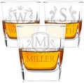 Customization Mill Set of 3, Monogrammed Whiskey Rocks Glasses w/ Name & Initial - Gifts for Men 9 Designs Personalized Bourbon Custom Birthday Dad, Old Fashioned Scotch
