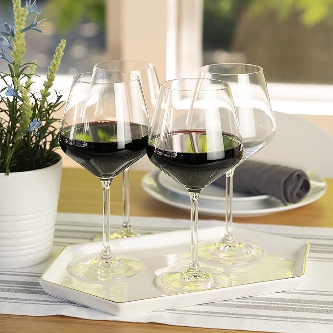 Spiegelau Style Burgundy Wine Glasses, Crystal Clear Red Wine Glasses for Pinot Noir, Elegant Glassware, Wedding Gifts, Birthday Gifts for Women and Men, Home Bar Accessories, 22.6 oz, Set of 4