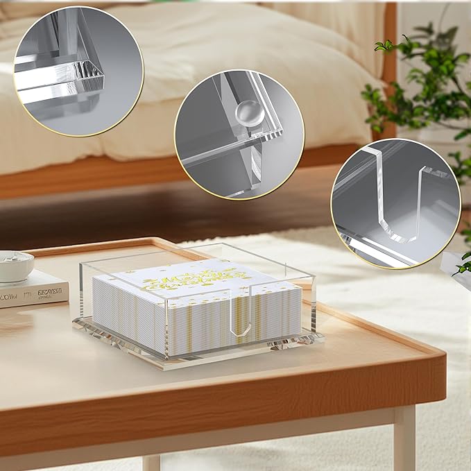 Transparent Acrylic Napkin Holder Clear Guest Paper Disposable Hand Towel Dispenser Tray Organizer For Table Home Kitchen Restaurant and Hotel Business