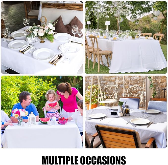 Smiry Square Table Cloth, Waterproof Anti-Scratch Polyester Tablecloth, Decorative Washable Fabric Table Cover for Dining, Buffet, Parties and Outdoor, 54x54, White