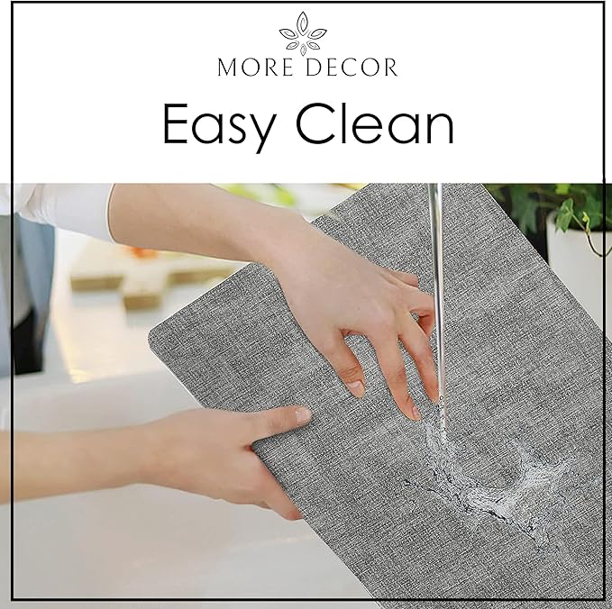 More Décor Faux Leather Placemats Set of 6 for Dining Table – Waterproof, Wipeable, Washable, Stain & Heat Resistant, Non-Slip Table Mats – 12 X 17 Inch, Light Grey