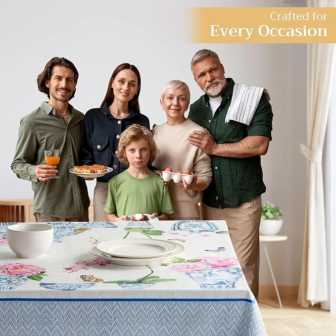 Maison d' Hermine Table Cloth Rectangle Table 100% Cotton 60 x 120 Inches Tablecloth Reusable Decorative for Dining Room Farmhouse Home Valentines Day Decorations Spring Summer - Canton