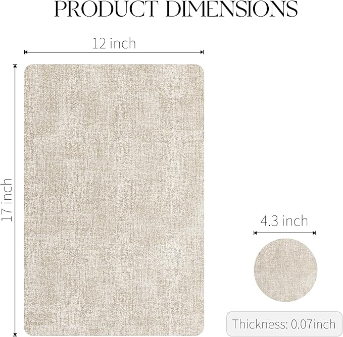 MOSAYT Faux Leather Placemats Set of 12, Heat Resistant Vinyl Place Mats with Coasters, Wipeable Washable 100% Waterproof Oil Proof Table Mat for Kitchen Dining Party Indoor Outdoor, 12" x 17", Beige