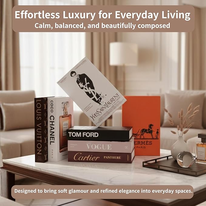 Suite Large | 7 PCS Faux Decorative Books for Home Decor | Not Real Books (Cardboard Boxes) | Coffee Table, Bookshelf & Shelf Styling Display Props for Living Room, Office