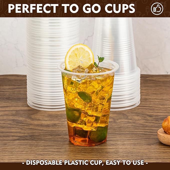 YEEHAW 16 oz Plastic Cups, 240 Pack - Clear Disposable Drinking Water Cups for Cold Beverages, Ideal for Party