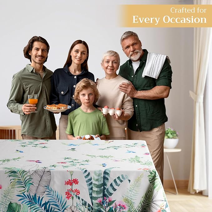 Maison d' Hermine Table Cloth Rectangle Table 100% Cotton 60 x 120 Inches Tablecloth Reusable Decorative for Dining Room Farmhouse Home Valentines Day Decorations Spring Summer - Tropiques