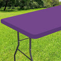 Smiry Rectangle Tablecloth, Elastic Fitted Flannel Backed Vinyl Tablecloths for 8ft Folding Tables, Waterproof Wipeable Table Covers for Indoor, Outdoor, Picnic and Camping (Purple, 30"x96")